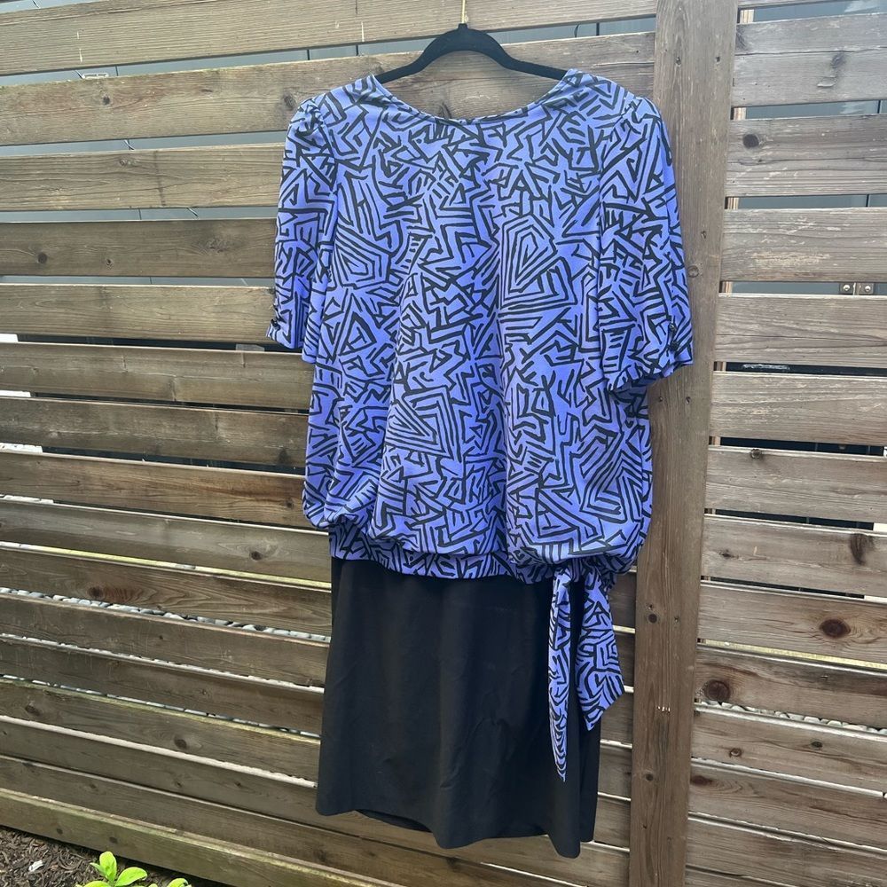 Sz L Vintage 80s Dress with Synched Waist - Flapper Style